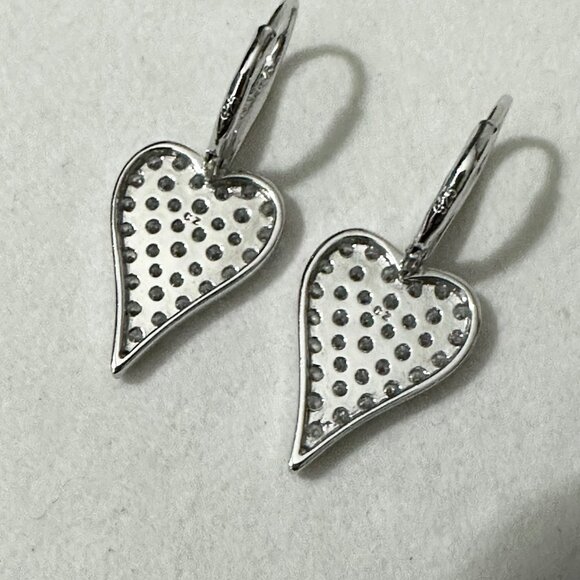 Diamonique Heart Lever Back Earrings (New/Unworn) - Picture 3 of 3